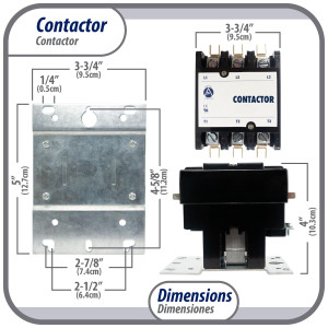 Contactor 3 Polos 75A 24V repuesto para compresores de CA y otras aplicaciones electricas Certificacion UL 476929 de Trabajo Pesado, Appli Parts modelo APAC-37524
