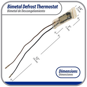 Appli Parts APBT-S2013 Bimetal Thermostat Asian Type 2 Wire Open 55 F and Close 32 F, with brown and black wires, Reference BIM-2013 / Thermodisc