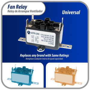 Appli Parts APFR-290 Rele de ventilador 90-290, de conmutacion de servicio pesado Bobina de 24 V, CA, SPST, Normalmente Abierto, Soporte de posicion de ajuste multiple aplicacion universal