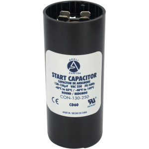 Appli Parts CON-130-250 Motor Start Capacitor 130-156 MFD uF, 250 VAC. Universal for Electric Motor Applications, 1.44 in Wide, 3.38 in Height