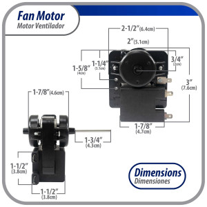 Appli Parts APFM-1638 Motor Ventilador para evaporadores de refrigeradoras 110 V, 60 Hz, 0.12 A, 7.5 W, 2500 rpm, CCW Giro contrario a las agujas del reloj, eje 4.3 cm Sirve 200D2940P005, 200D2940P011, P009, WR01F01638 