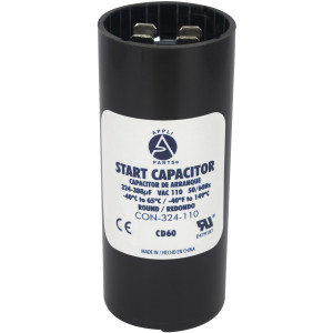 Appli Parts CON-324-110 Capacitor de Arranque 324-388 MFD (microfaradios) uF, 110-125 VAC. Universal para Motores Electricos, condensador de arranque de 3.7 cm de Diametro, 8.6 cm de Alto