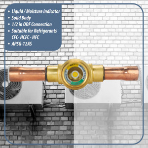 Appli Parts APSG-12AS 1/2 in Sight Glass and liquid moisture indicator Solder connections with Solid Body for HVAC/R installations suitable for CFC HCFC HFC refrigerants