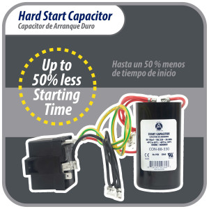 Appli Parts APHS-1 Start kit para aire acondicionado incluye Capacitor de arranque 88-108mfd 330V y relay potencial para equipos 1-3 T compresores scroll y reciprocantes 208-244V, 1Ph