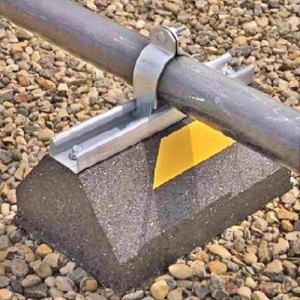 C10 - Rubber Support 9.6in Lenght x 6in Width x 4in Height with 13/16in Galvanized Steel Channel. Strut Clamps sold Separately.