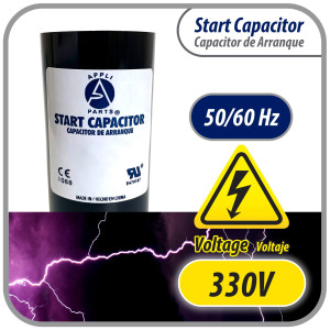 Appli Parts CON-189-330 Capacitor de Arranque 189-227 MFD (microfaradios) uF, 330 VAC. Universal para Motores Electricos, condensador de arranque de 4.6 cm de Diametro, 8.6 cm de Alto