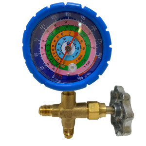 Appli Parts APMG-A3L Manometro Sencillo Baja presion R134/R22/R404/R410 analogo con escala de temperatura en Fahrenheit y conexiones de 1/4 de pulg