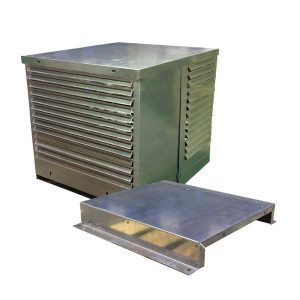 Gabinete Exteriores Unidad Condensadora Con-Pak PSE-181D, 27L x 20W x 20H in, Acero Galvanizado Embosado 20 Ga., Base Galvanizada, Bisagras, Antiviento, Alerones 45 Grados, Canal Lluvia, Sujetadores