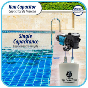 Appli Parts Condensador Capacitor de Marcha 20 Mfd uF (microfaradios) 250VAC CBB60 Cuerpo plastico para bombas de agua y otras aplicaciones Redondo UL E476928 8 cm Alto 4 cm Ancho CON-20-250-P