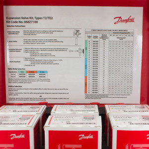 Danfoss 068Z7100 Valvula de Expansion Kit T 2, TE 2, incluye 1 x 068Z3206, 1 x 068Z3209, 1 x 068Z3400, 1 x 068Z3403, 1 x 068Z3346, 1 x 068Z3348,1 x 068-2002, 1 x 068-2003, 1 x 068-2010,  2 x 068-2015