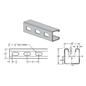 Deep Slotted Strut 1-5/8in x 1-5/8in x 10feet 14ga, PreGalv 