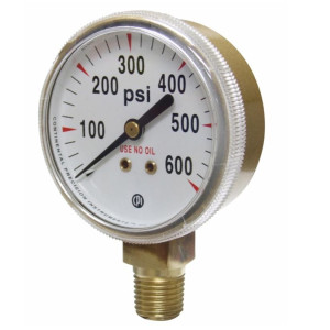Uniweld G8SD Esfera Regulador Nitrogeno 600 PSI Montura Inferior 2pulg diametro Conexion NPT 1/4 pulg Cuerpo de Acero Dorado