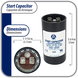 Appli Parts Condensador Capacitor Arranque 80-108 Mfd (microfaradios) uF 250 VAC remplazo universal para motores electricos de distintas aplicaciones 3.7cm Diametro 7cm Alto CON-88-250

