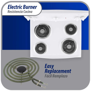 Appli Parts MP15YA Electric Range Burner Heater Element 4 Turns, 6 in, 1500 W, 240 V. Compatible General Electric Whirlpool 660532, WP660532, WB30T10073, SU205, 660532, TS4W6215, 404080, 5303310283