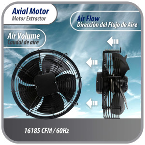 Appli Parts AXF-910-4 Extractor Axial 910 mm (35-7/8 pulg) 220-440 V, 3 ph, 60 Hz, 2500 W, 1050 rpm, Rango Temperatura -30 C a 60 C, incluye aspa y base tipo jaula