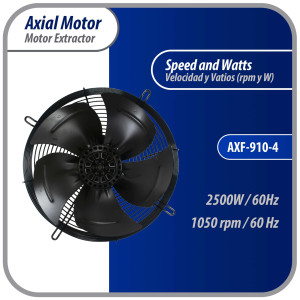 Appli Parts AXF-910-4 Extractor Axial 910 mm (35-7/8 pulg) 220-440 V, 3 ph, 60 Hz, 2500 W, 1050 rpm, Rango Temperatura -30 C a 60 C, incluye aspa y base tipo jaula