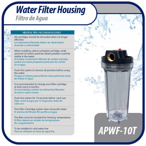 Appli Parts APWF-10T Water Filter 10 in Clear with 3/4 in Female Bronze Connector (Does not include the filter element)