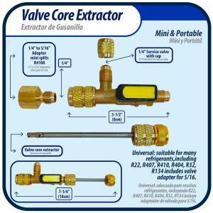 Appli Parts APT-VCR Extractor Valvula de Gusanillo Servicio con llave de paso, herramienta para sistemas de refrigeracion y Aire Acondicionado