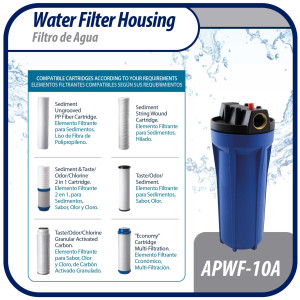 Appli Parts APWF-10A Water Filter 10 in Blue with 3/4 in Female Bronze Connector (Does not include the filter element)