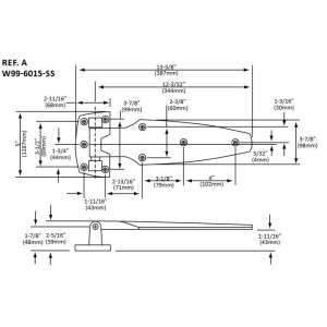 Keil W99-4100-SSLH Bisagra Izquierda de Acero Inoxidable de Montaje Empotrado