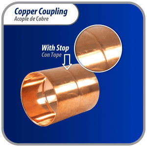 Appli Parts AP-A258 2-5/8 pulg Anillo de Cobre Accesorios de tuberia de cobre CxC Conexiones soldadas para aplicaciones de refrigeracion, aire acondicionado y plomeria Tuberia de cobre ACR y tipo L 