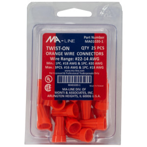 MA-Line MA01020-1 Terminal de Rosca Naranja para Cables desde AWG 14 hasta 22. Bolsa de 25