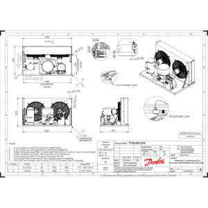 Danfoss OP-HGZC1000UWE300Q Unidad Condensadora 10HP MBP 230V/3Ph/60Hz R134a,R404A,R448A,R449A,R452A,R513A Lubricante POE 2 Ventiladores con Compresor Reciprocante MTZ125-3 114N3630 Remplaza 114N6445 