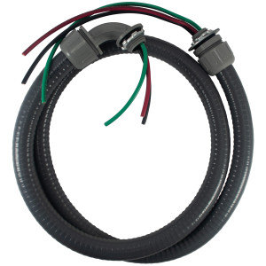 MA-Line MA-P4012W Whip with Plastic Fittings 1/2in x 4Ft for Air Conditioning Nmbr 10 Black,Green and Red THHN Stranded Wire