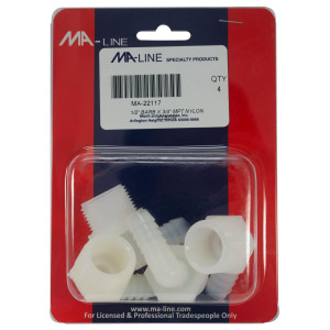 MA-Line MA-22117 Nylon Condensate Line Fitting Elbow 1/2in Barb x 3/4in NPT (4 x Bag) MA-Line MA-22117 Nylon Condensate Line Fitting Elbow 1/2in Barb x 3/4in NPT (4 x Bag)