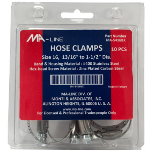 MA-Line MA-5416BX Abrazadera 11/16pulg a 1-1/2pulg Diametro. Numero 16. Combo Hex (10 x Bolsa)