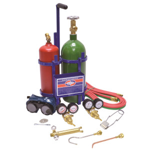 Uniweld KC100CT Juego Soldadura Profesional Oxiacetileno Incluye Manilla y Punta Soldar / Regulador Oxigeno y Acetileno / Manguera / Gafas / Encendedor / Llave / Base / Tanques
 
