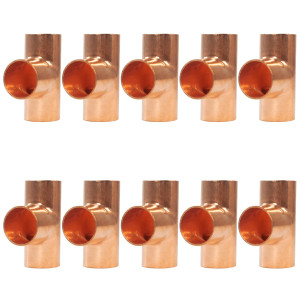 Appli Parts AP-T034B10 3/4pulg Tee de Cobre Conexiones CxCxC soldadas para aplicaciones de refrigeracion, aire acondicionado y plomeria Tuberia de Cobre ACR y Tipo L (10 x Bolsa)