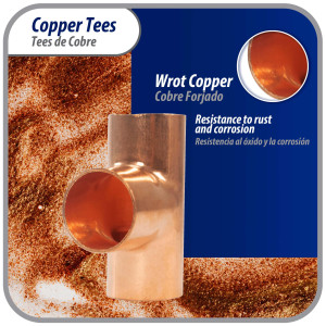 Appli Parts AP-T034B10 3/4 in Wrot Copper Tee CxCxC connections for refrigeration, air conditioning and plumbing applications ACR and Type L copper pipe (10 x Bag) 