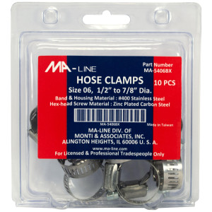 MA-Line MA-5406BX Abrazadera 1/2pulg a 7/8pulg Diametro. Numero 06. Combo Hex (10 x Bolsa)