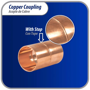 Appli Parts AP-A034B10 3/4 pulg Anillo de Cobre Accesorios de tuberia de cobre CxC Conexiones soldadas para aplicaciones de refrigeracion, aire acondicionado y plomeria Tuberia de cobre ACR y tipo L (10 x Bolsa)