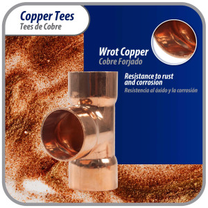 Appli Parts AP-T078B10 7/8pulg Tee de Cobre Conexiones CxCxC soldadas para aplicaciones de refrigeracion, aire acondicionado y plomeria Tuberia de Cobre ACR y Tipo L (10 x Bolsa)