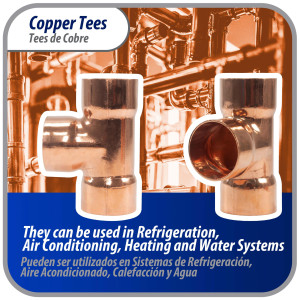 Appli Parts AP-T078 7/8 pulg Tee de Cobre Conexiones CxCxC soldadas para aplicaciones de refrigeracion, aire acondicionado y plomeria Tuberia de Cobre ACR y Tipo L
