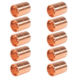 Appli Parts AP-A012B10 1/2 in, Anillo de Cobre Accesorios de tuberia de cobre CxC Conexiones soldadas para aplicaciones de refrigeracion, aire acondicionado, plomeria Tuberia ACR y tipo L, 10x Bolsa