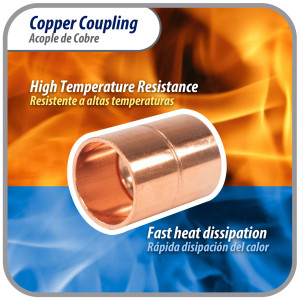 Appli Parts AP-A012B10 1/2 in Wrot Copper Coupling fitting CxC Sweat connections for refrigeration, air conditioning and plumbing applications ACR and Type L copper pipe (10 x Bag)  
