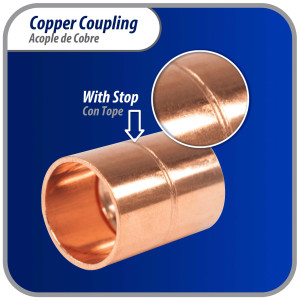 Appli Parts AP-A012B10 1/2 in Wrot Copper Coupling fitting CxC Sweat connections for refrigeration, air conditioning and plumbing applications ACR and Type L copper pipe (10 x Bag)  