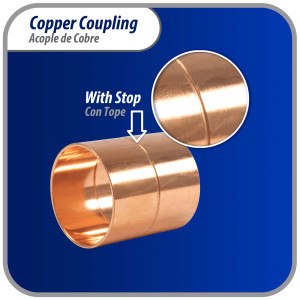 Appli Parts AP-A158 1-5/8 pulg Anillo de Cobre Accesorios de tuberia de cobre CxC Conexiones soldadas para aplicaciones de refrigeracion, aire acondicionado y plomeria Tuberia de cobre ACR y tipo L