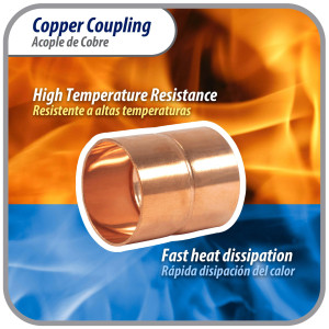 Appli Parts AP-A118B5 1-1/8 in Wrot Copper Coupling fitting CxC Sweat connections for refrigeration, air conditioning and plumbing applications ACR and Type L copper pipe (5 x Bag)  