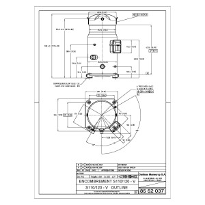 Danfoss SM110S3VC 9 tons 110.000 btu/h R22 Compresor Scroll para Aire Acondicionado 208-230/3/60 (V/Ph/Hz) Descarga 7/8 pulg, Succion 1-3/8 pulg, ODF, Aceite Mineral SM110-3VI