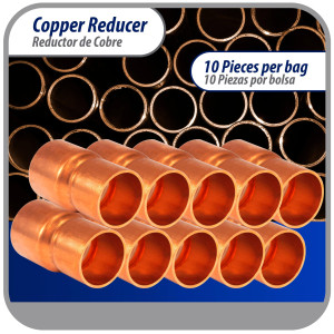 Appli Parts AP-R078034 Reductor de Cobre de 7/8x3/4 pulg Conexiones CxC soldadas para aplicaciones de refrigeracion, aire acondicionado y plomeria Tuberia de cobre ACR y Tipo L