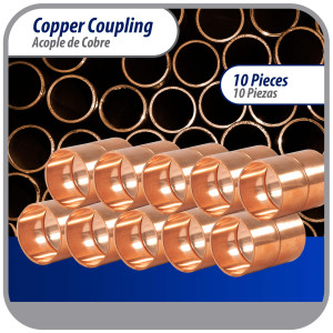 Appli Parts AP-A078B10 7/8 pulg Anillo de Cobre Accesorios de tuberia de cobre CxC Conexiones soldadas para aplicaciones de refrigeracion, aire acondicionado y plomeria Tuberia de cobre ACR y tipo L (10 x Bolsa)