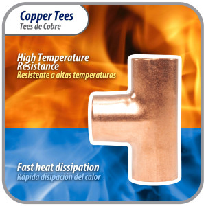 Appli Parts AP-T038B10 3/8pulg Tee de Cobre Conexiones CxCxC soldadas para aplicaciones de refrigeracion, aire acondicionado y plomeria Tuberia de Cobre ACR y Tipo L (10 x Bolsa)