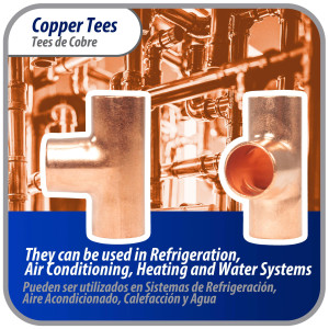 Appli Parts AP-T038B10 3/8pulg Tee de Cobre Conexiones CxCxC soldadas para aplicaciones de refrigeracion, aire acondicionado y plomeria Tuberia de Cobre ACR y Tipo L (10 x Bolsa)