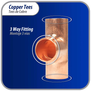 Appli Parts AP-T038B10 3/8pulg Tee de Cobre Conexiones CxCxC soldadas para aplicaciones de refrigeracion, aire acondicionado y plomeria Tuberia de Cobre ACR y Tipo L (10 x Bolsa)