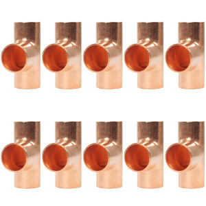 Appli Parts AP-T058B10 5/8pulg Tee de Cobre Conexiones CxCxC soldadas para aplicaciones de refrigeracion, aire acondicionado y plomeria Tuberia de Cobre ACR y Tipo L (10 x Bolsa)