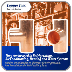 Appli Parts AP-T058B10 5/8pulg Tee de Cobre Conexiones CxCxC soldadas para aplicaciones de refrigeracion, aire acondicionado y plomeria Tuberia de Cobre ACR y Tipo L (10 x Bolsa)